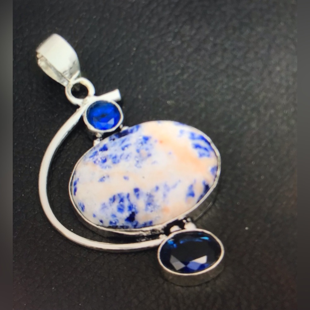 Sodalite Stamped 925 Sterling Silver Necklace
